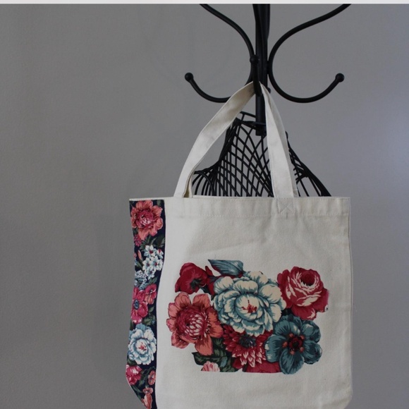 Handmade Upcycled Reworked Tote Bag - Picture 1 of 2